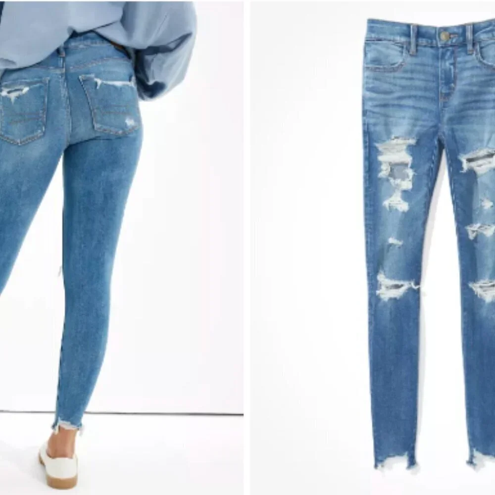 NWT! NEW! American Eagles Outfitter Distressed Blue Jeans Size 10, 12, 14 Only